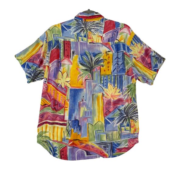 Guess Georges Marciano Button Down Shirt Men's M Colorful Tropical Short Sleeve - Picture 2 of 6